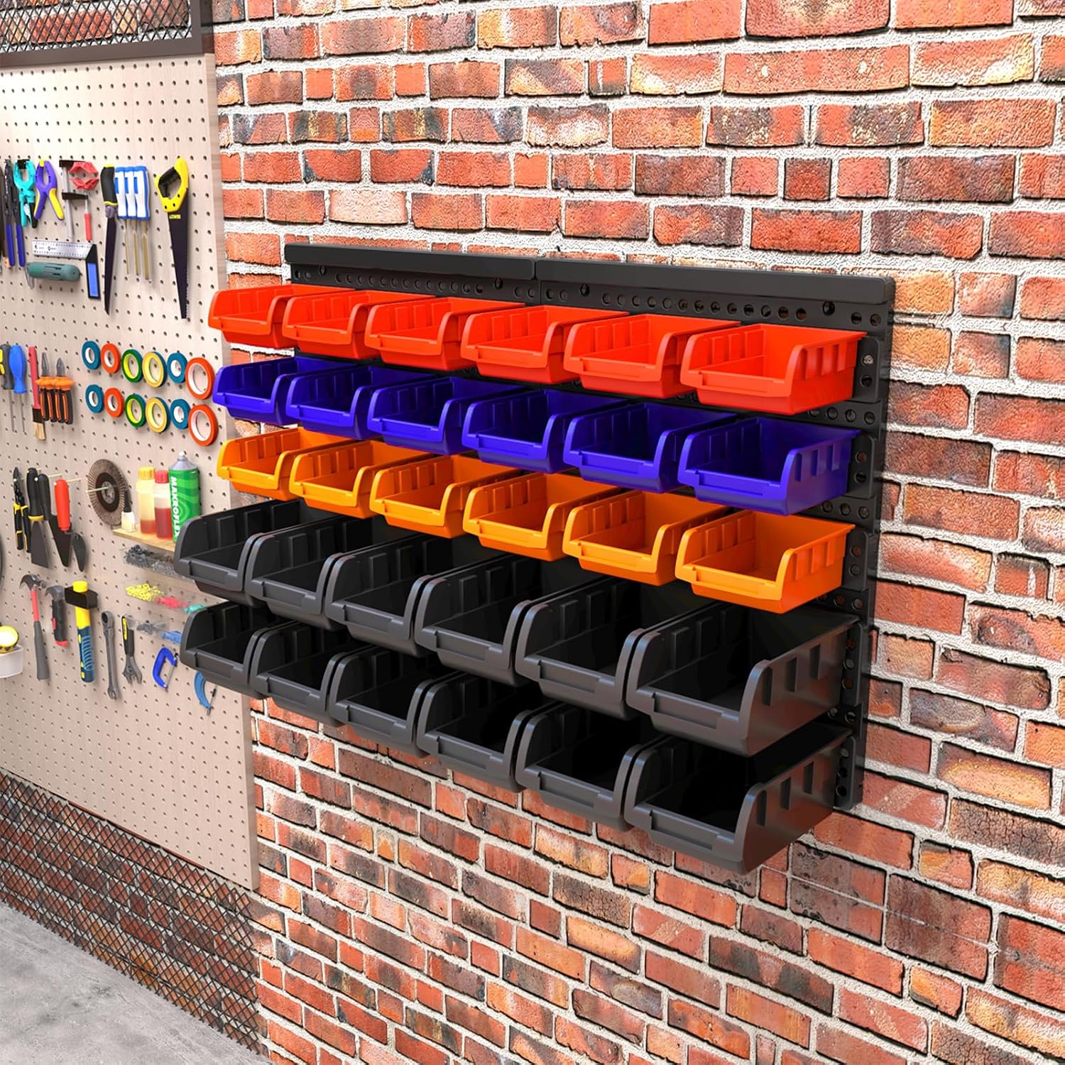 Wall Mount Stackable Metal Garage Bin Racks