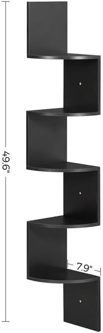 Black Floating 5-Tier Corner Shelf