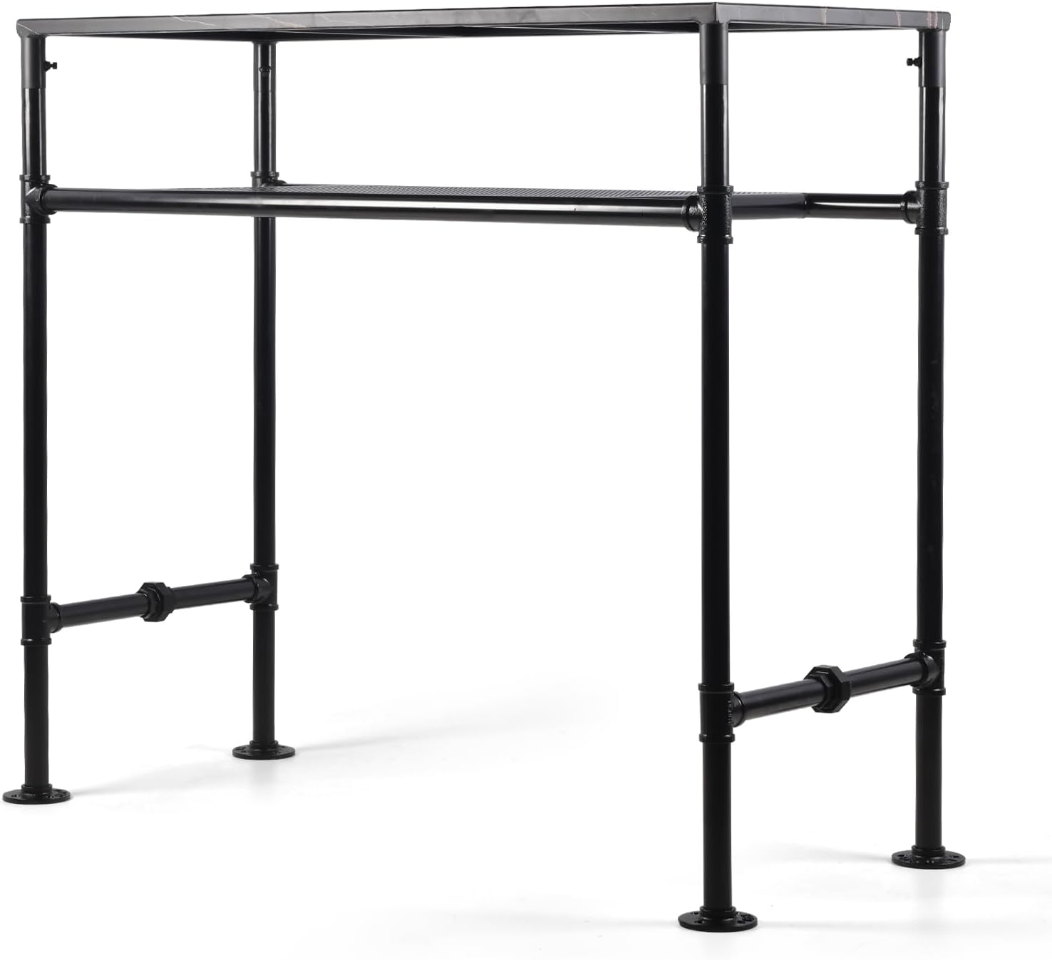 Black Marbled 2-Tier Bar Table 40.2" Height