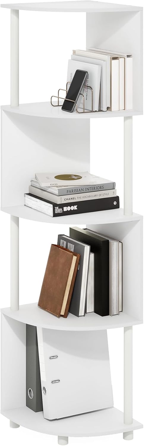 White Zigzag 4-Tier Corner Shelf