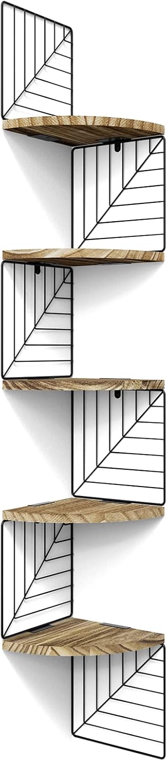 Rustic Floating 5-Tier Corner Shelf