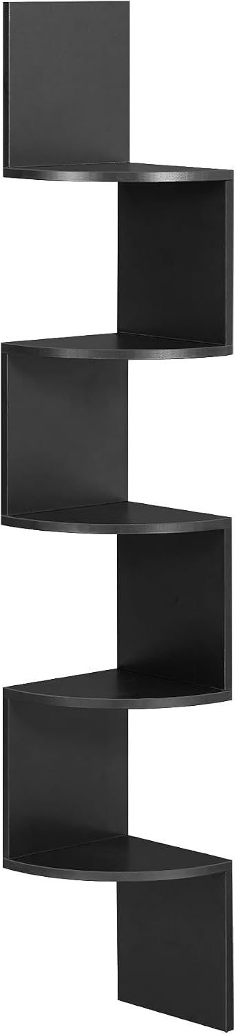 Black Floating 5-Tier Corner Shelf