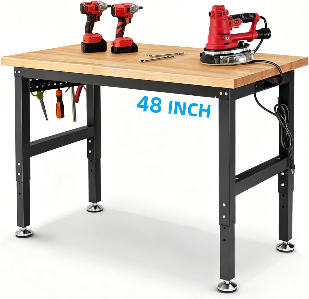 48" Pegboard Rubberwood Workbench