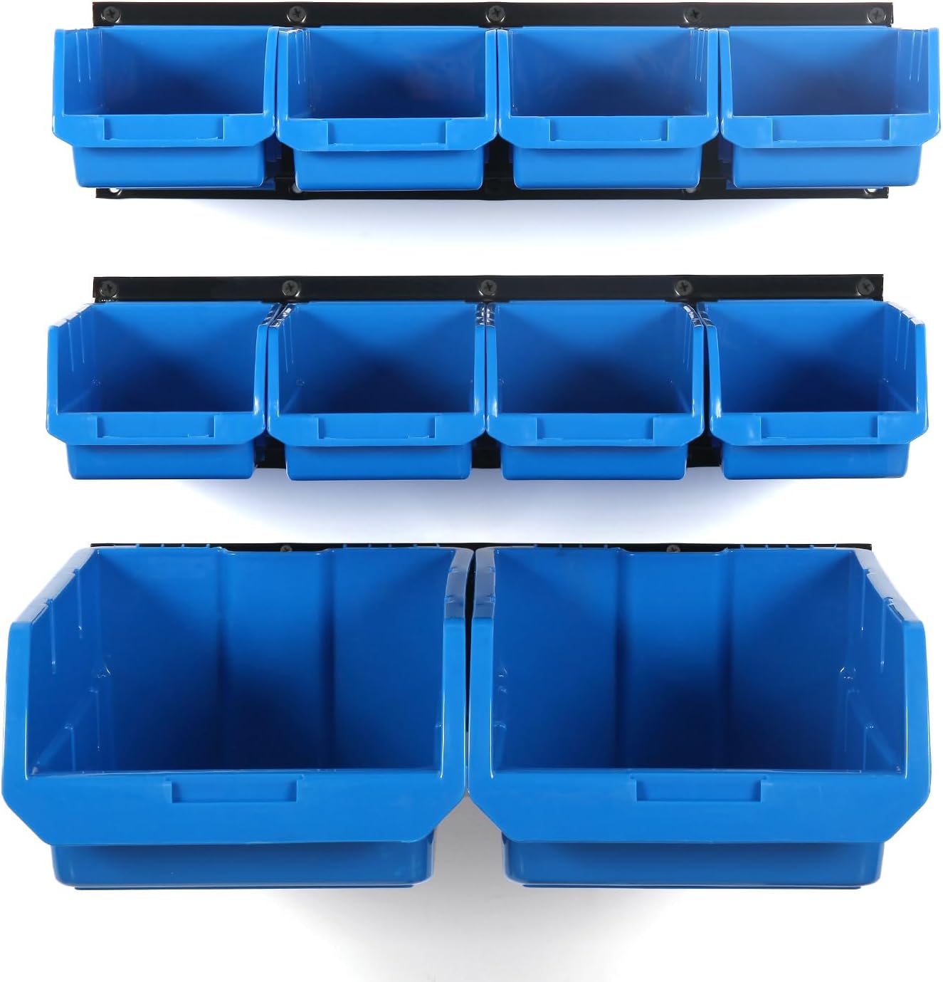 Blue Wall Mount 10-Bin Hardware Storage Rack