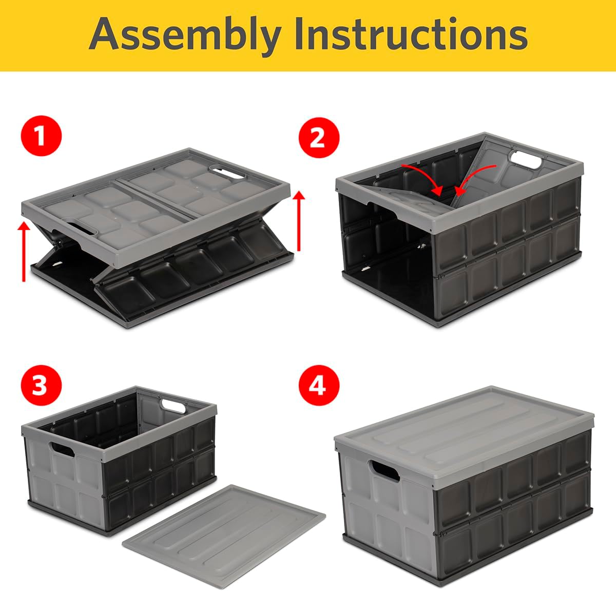 Grey 48L Plastic Storage Bin With Lid