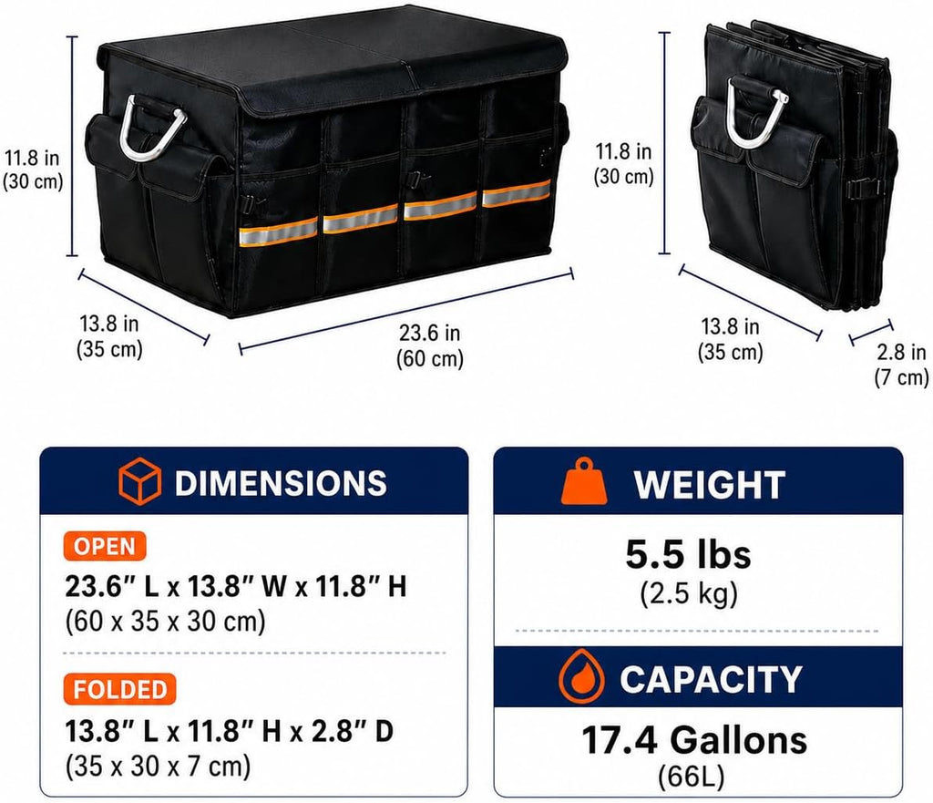 Heavy Duty Waterproof Oxford Car Trunk Organizer
