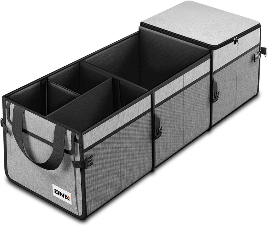 Grey 90L 5 Compartment Foldable SUV Trunk Organizer with Cover