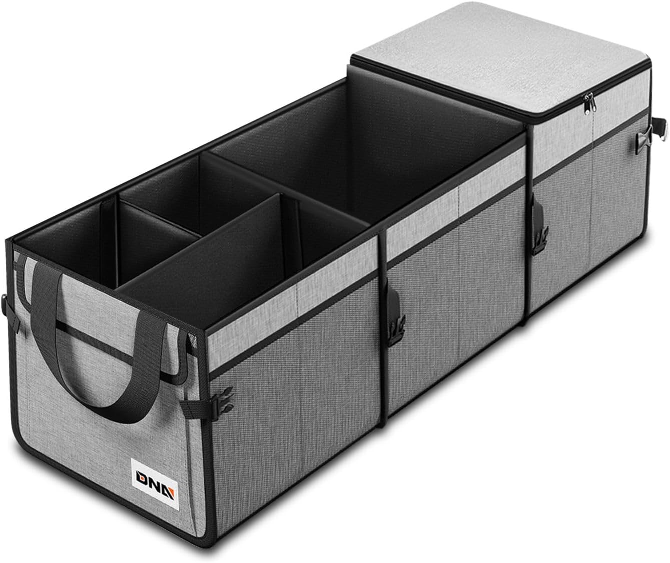 Grey 90L 5 Compartment Foldable SUV Trunk Organizer with Cover
