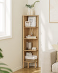 Oak 5-Tier Corner Storage Bookshelf