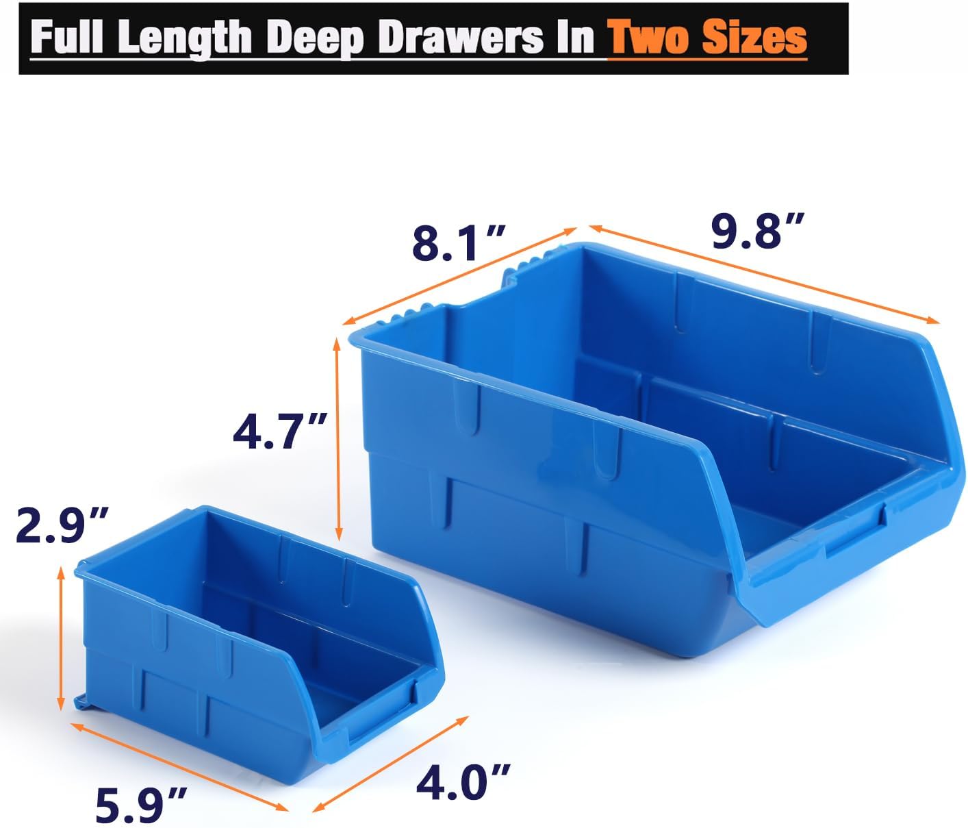 Blue Wall Mount 10-Bin Hardware Storage Rack