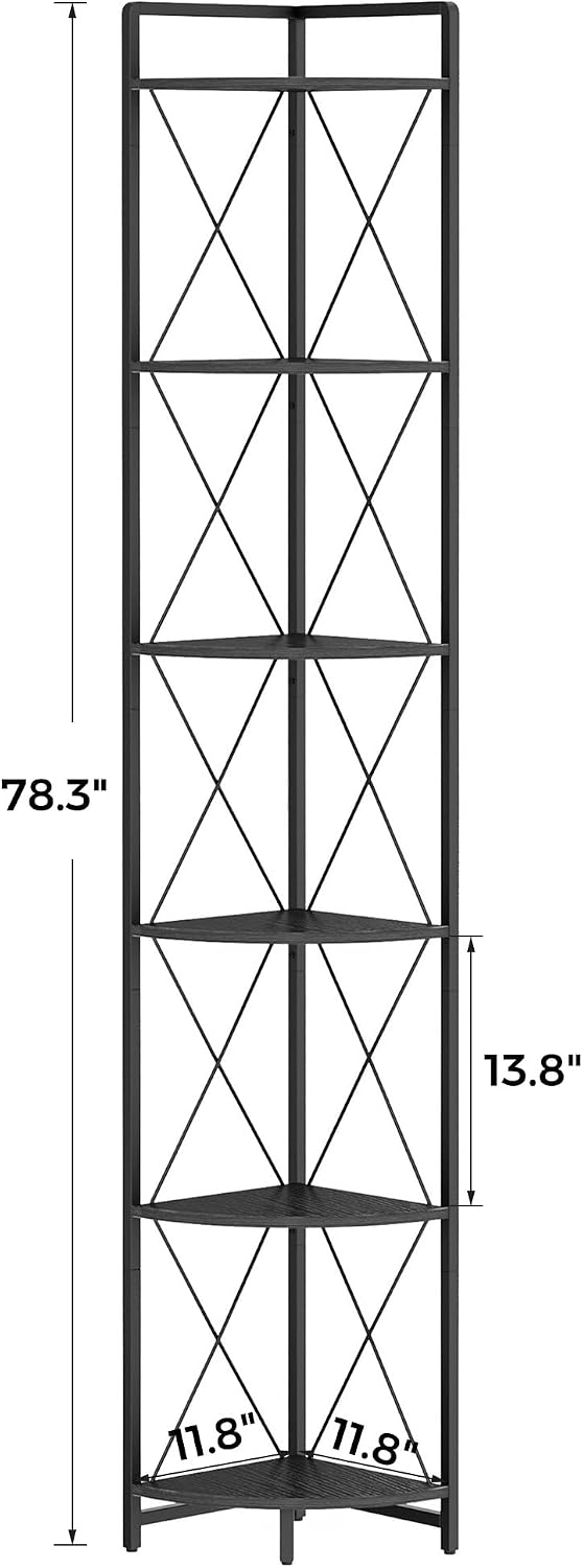 78" Black Industrial Corner Shelf