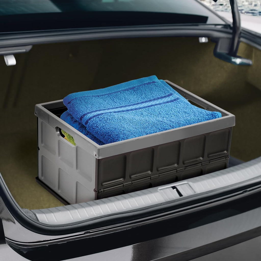 Grey 48L Plastic Storage Bin With Lid