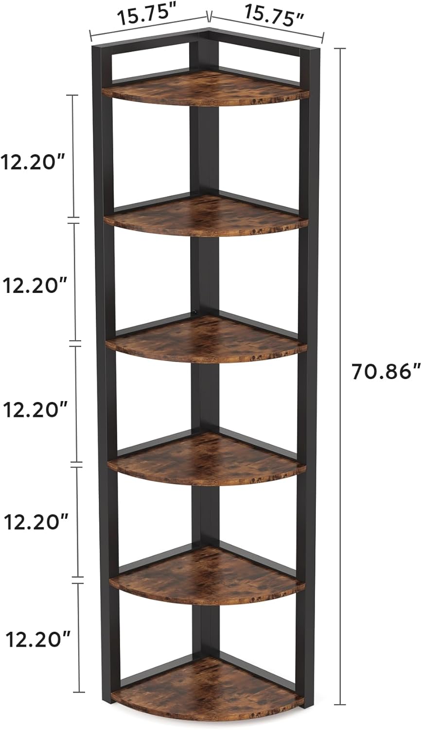 70.9" Rustic 6-Tier Corner Shelf