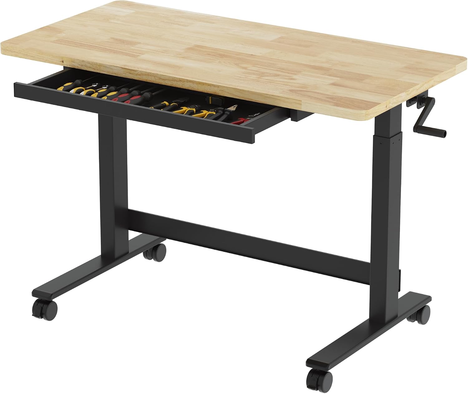 47.2" Crank Rubberwood Mobile Workbench