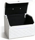 White PU Leather Car Trunk Organizer with Lid