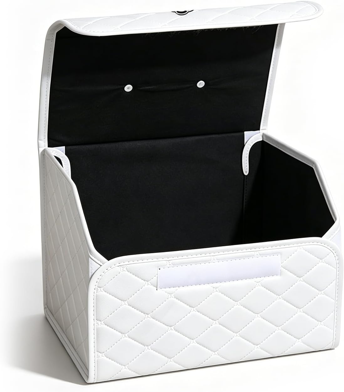 White PU Leather Car Trunk Organizer with Lid