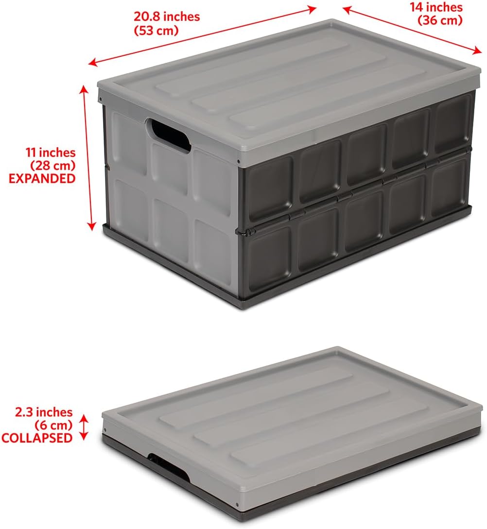 Grey 48L Plastic Storage Bin With Lid