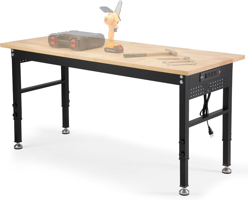 60" Adjustable Rubberwood Workbench