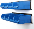 2-Tier Wall Mount 8-Bin Storage Rack Blue