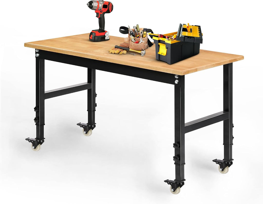48" Mobile Rubberwood Workbench 2000 LBS