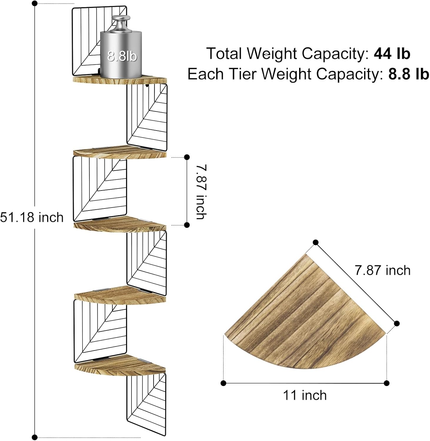 Rustic Floating 5-Tier Corner Shelf
