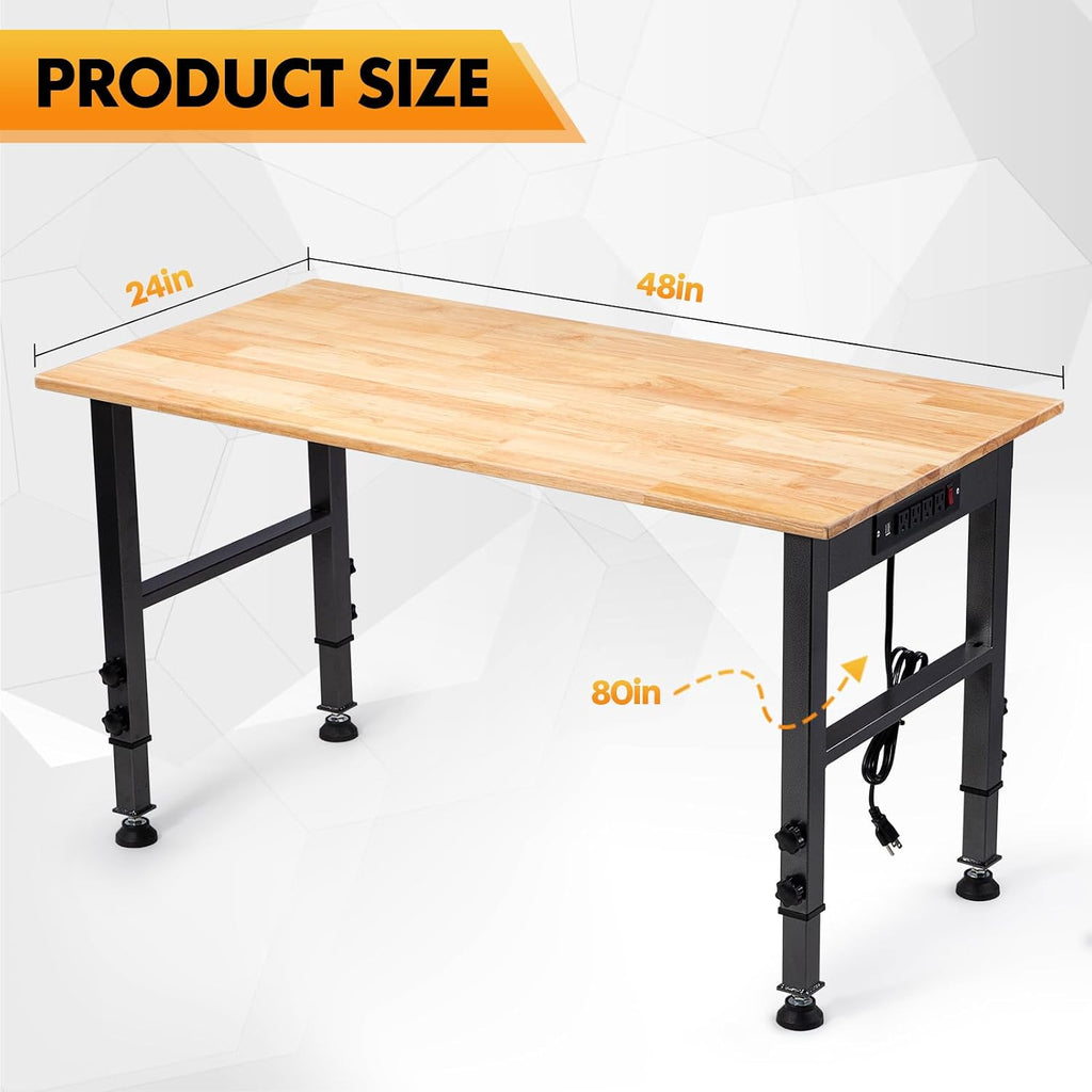 48" Adjustable Hardwood Workbench