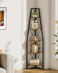 Rustic 5-Tier Corner Ladder Shelf