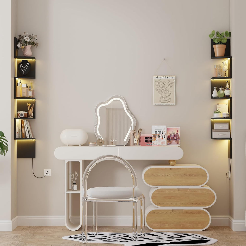 Black LED Floating 5-Tier Corner Shelf