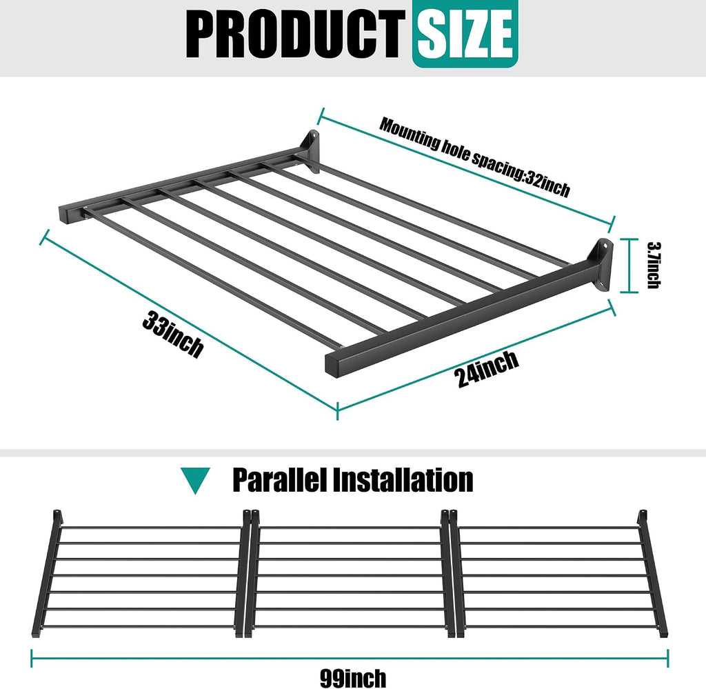 3 Pack Black 33"x24" Wall Mount Garage Shelf 525 LBS