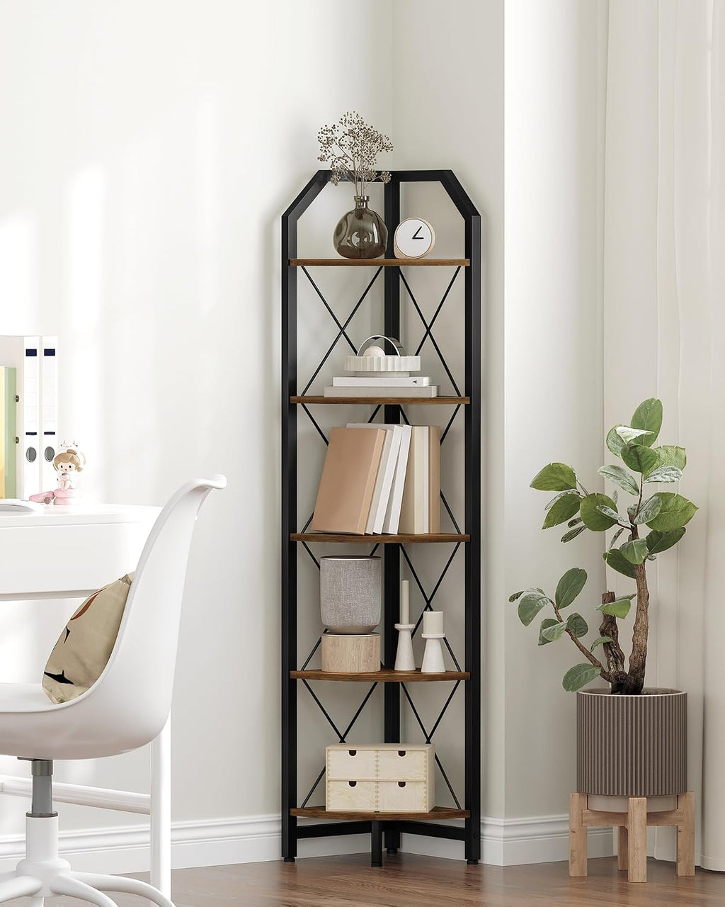 Industrial 5-Tier Corner Plant Shelf