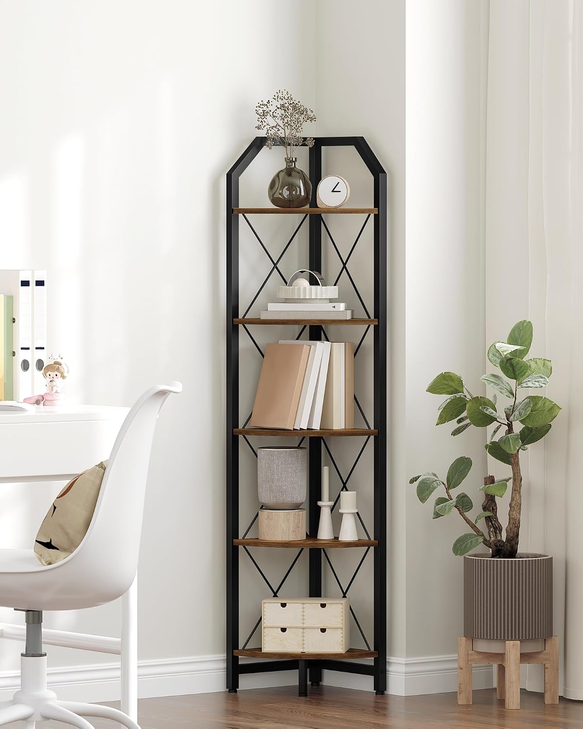 Industrial 5-Tier Corner Plant Shelf
