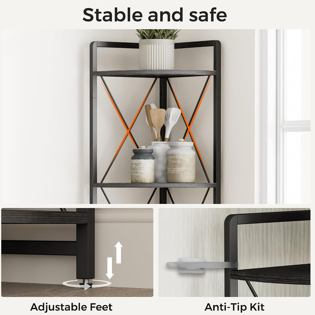 78" Black Industrial Corner Shelf