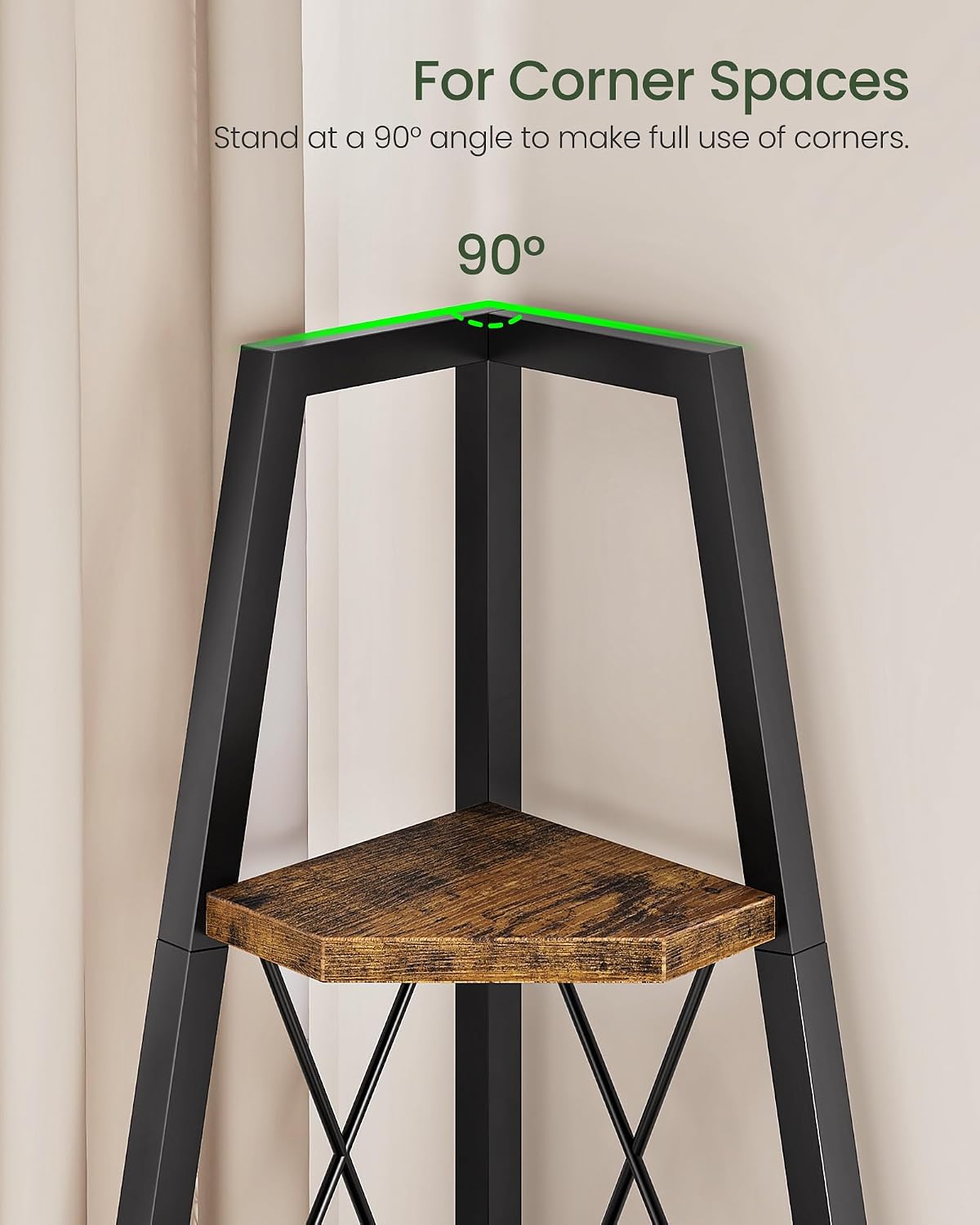 Rustic 5-Tier Corner Ladder Shelf