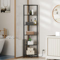 6-Tier Black LED Corner Bookshelf
