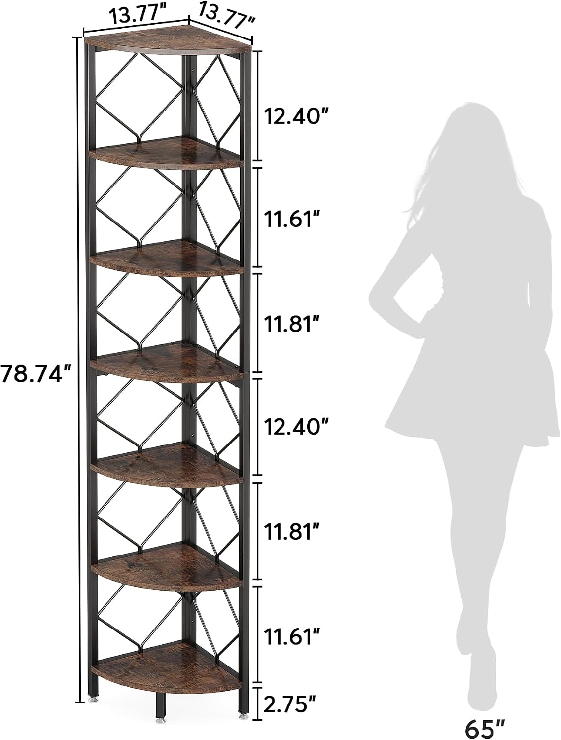 78.7" 7-Tier Industrial Corner Shelf
