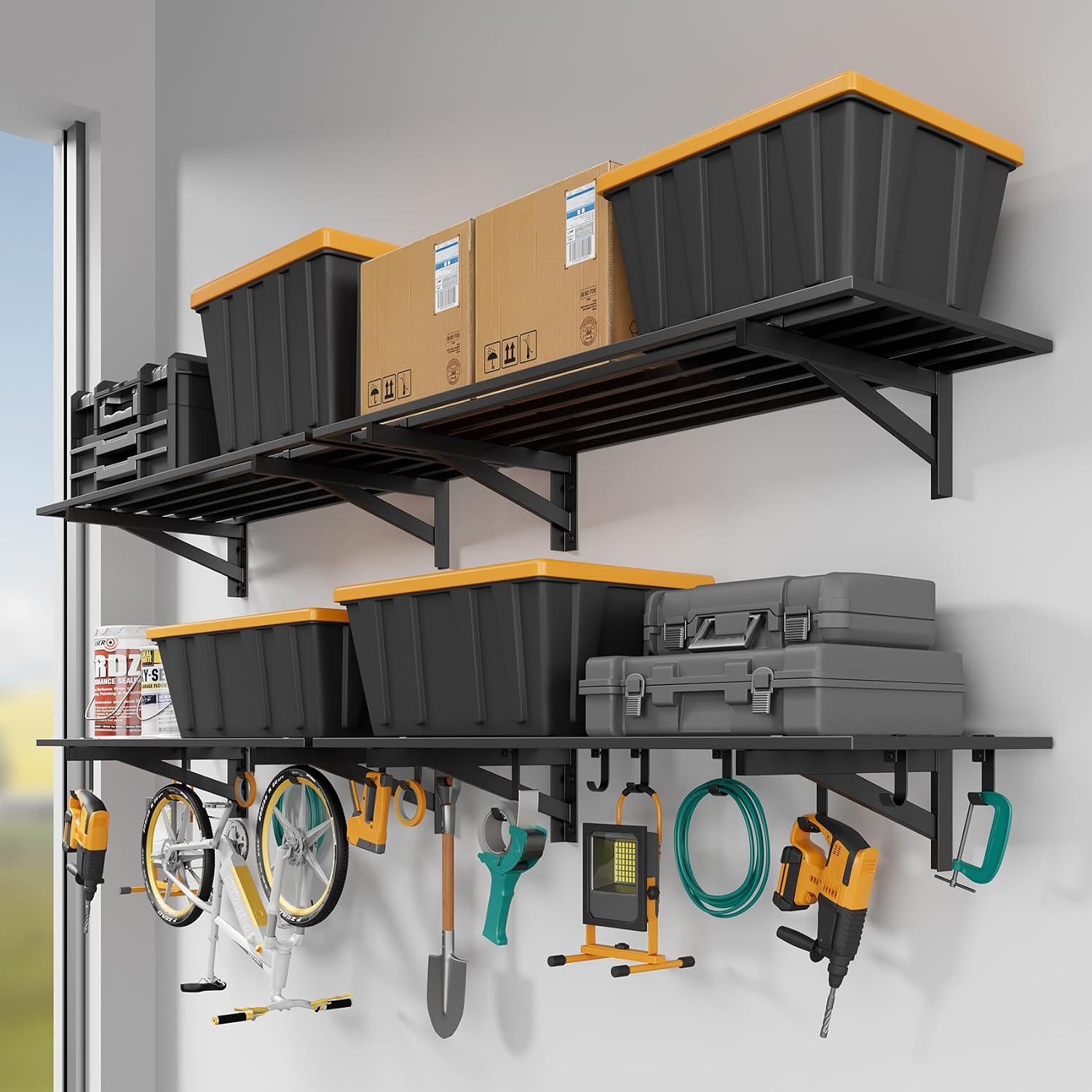 4 Pack 1.5'x4' Wall Mount Garage Shelving 1000 LBS