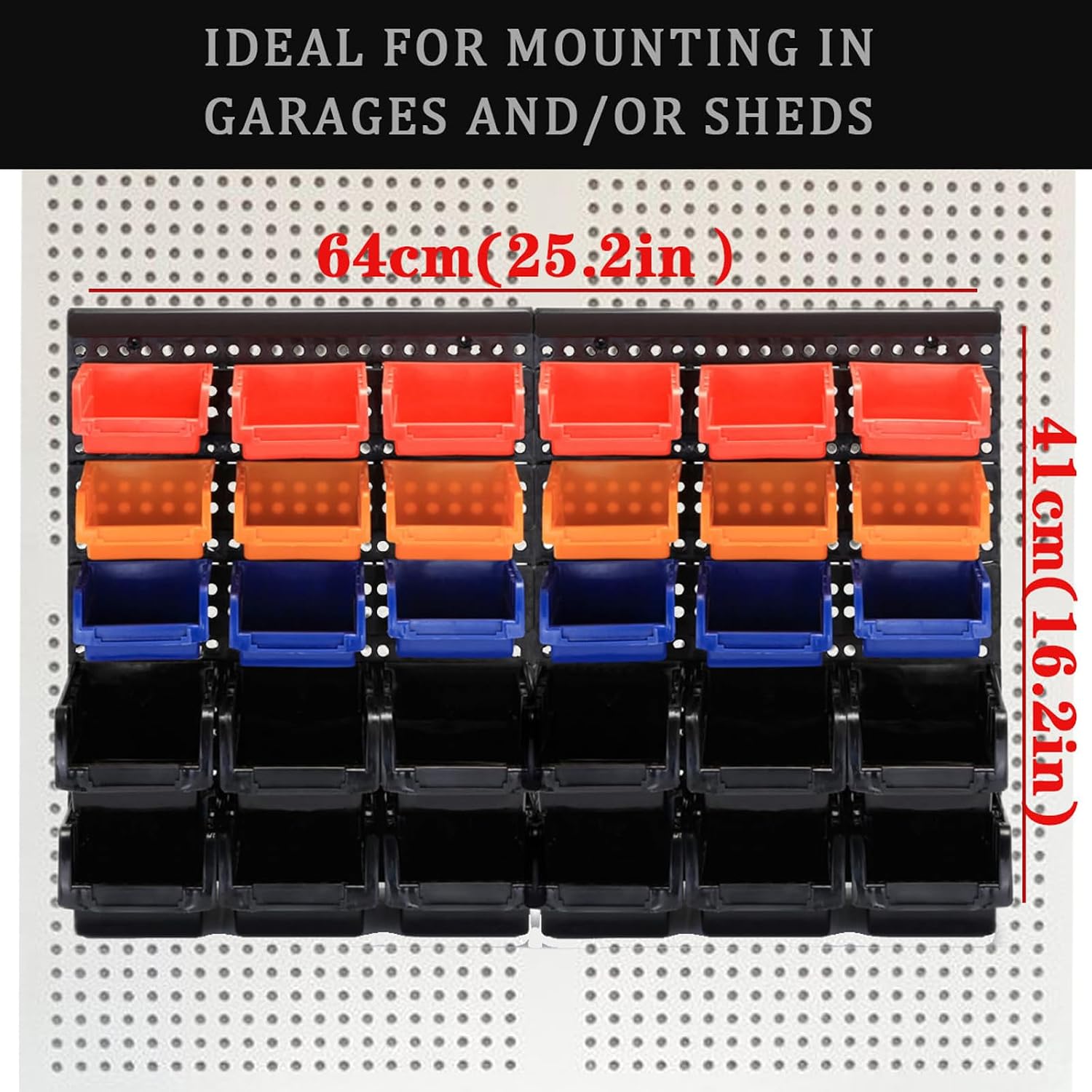25.2"x16.2" Multi-Color Wall Mount Bin Rack