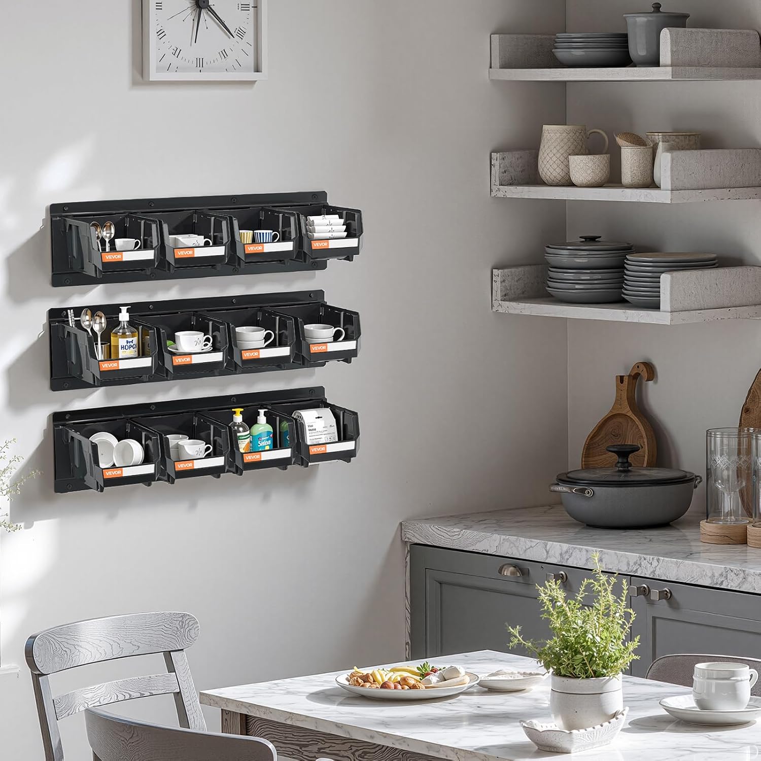Black Wall Mount 12-Bin Hardware Storage Rack