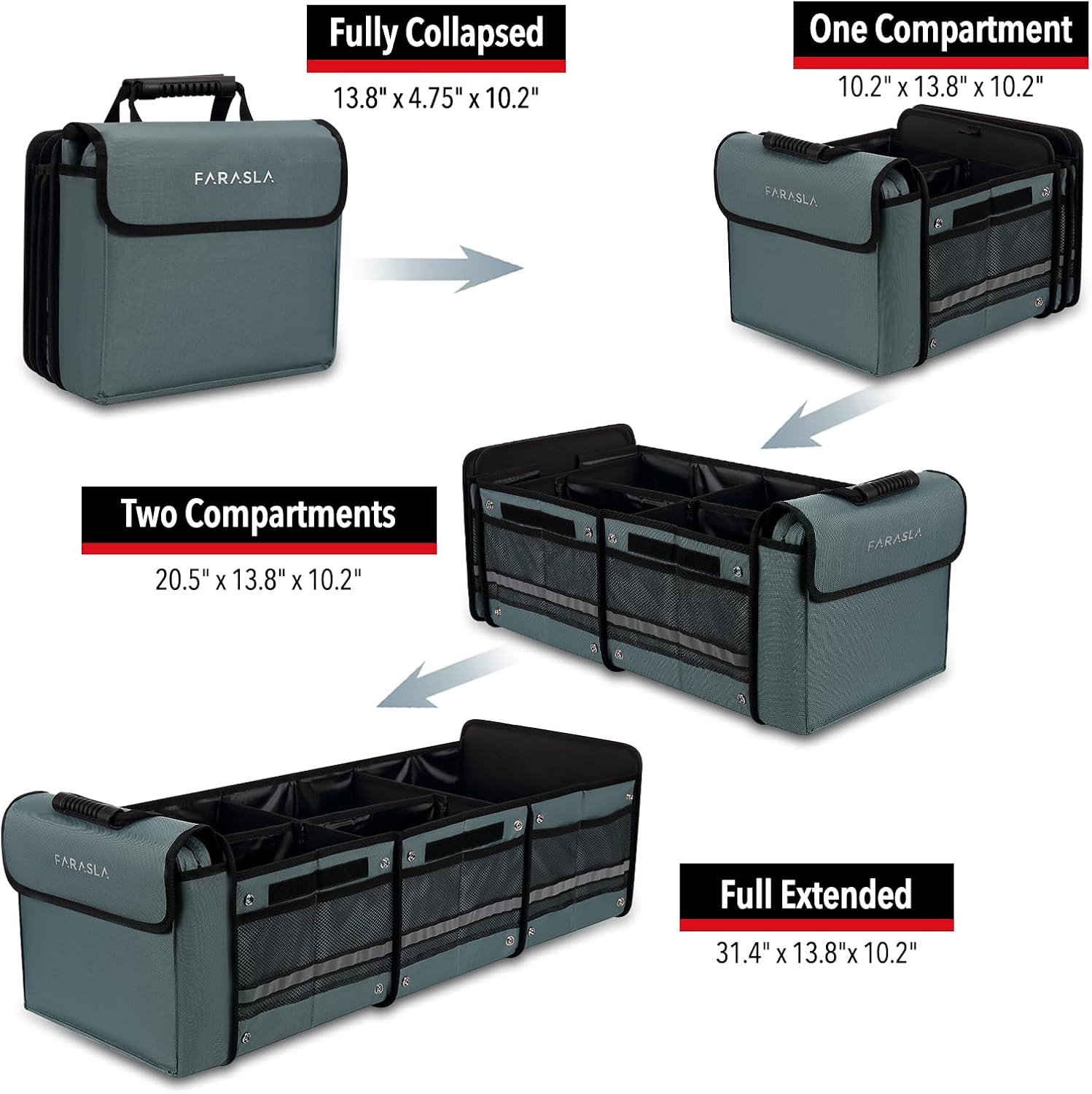 Gray 4-in-1 Insulated Trunk Organizer