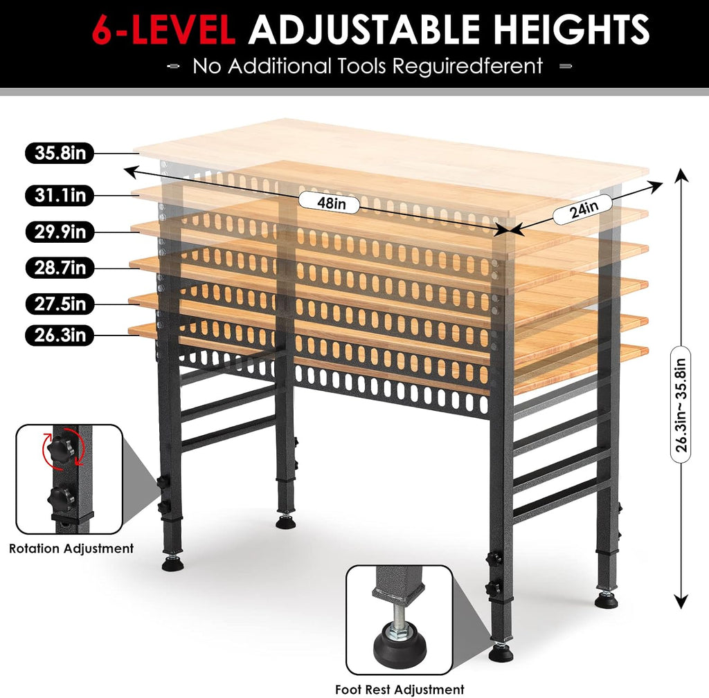 48" Hardwood Power Outlet Workbench