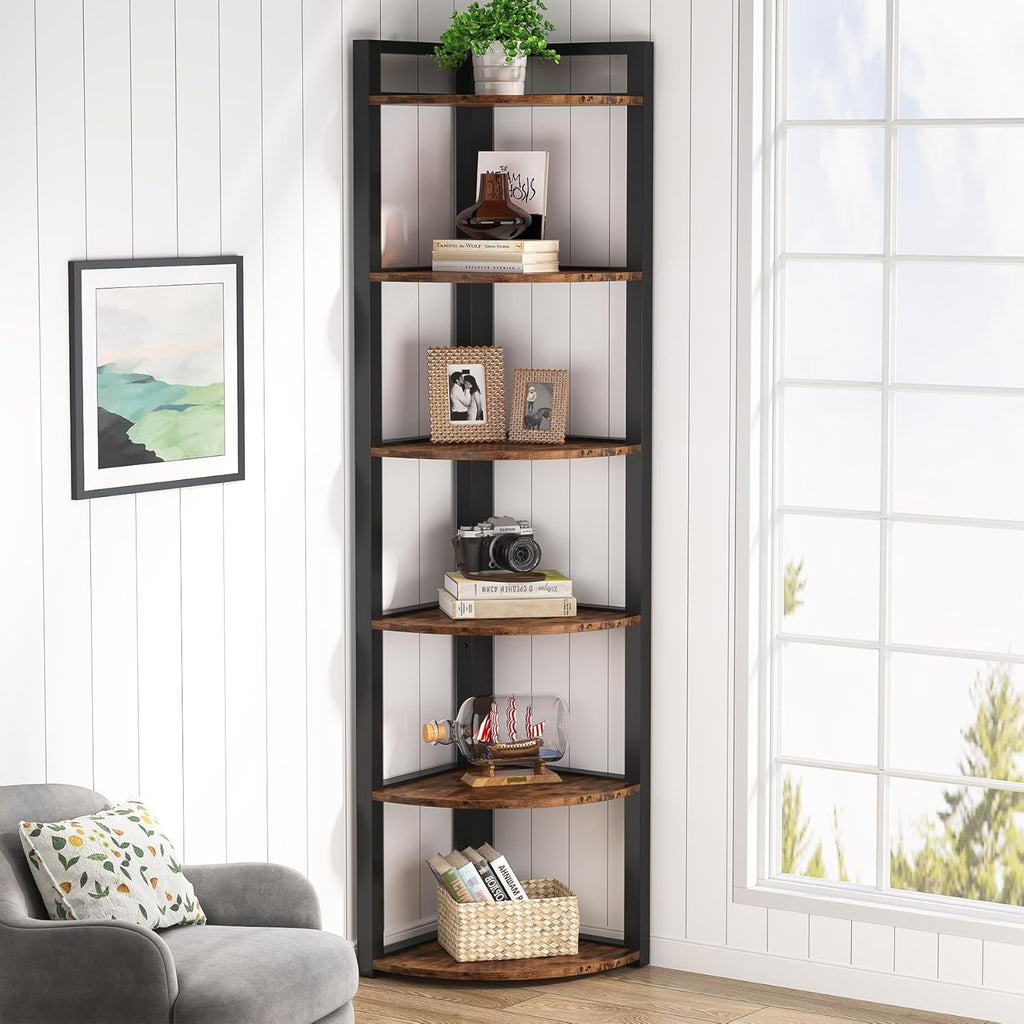 70.9" Rustic 6-Tier Corner Shelf