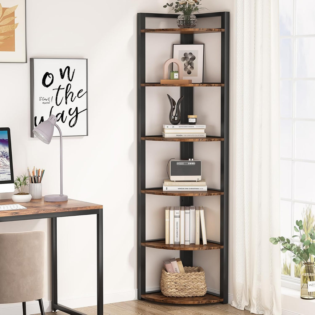 70.9" Rustic 6-Tier Corner Shelf