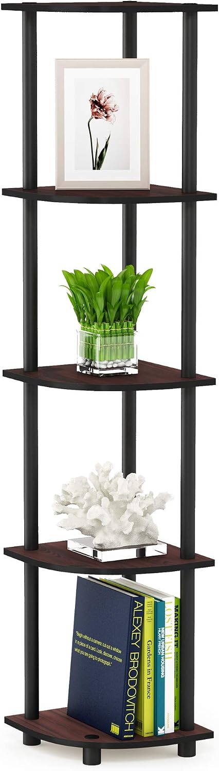 Dark Cherry 5-Tier Corner Shelf