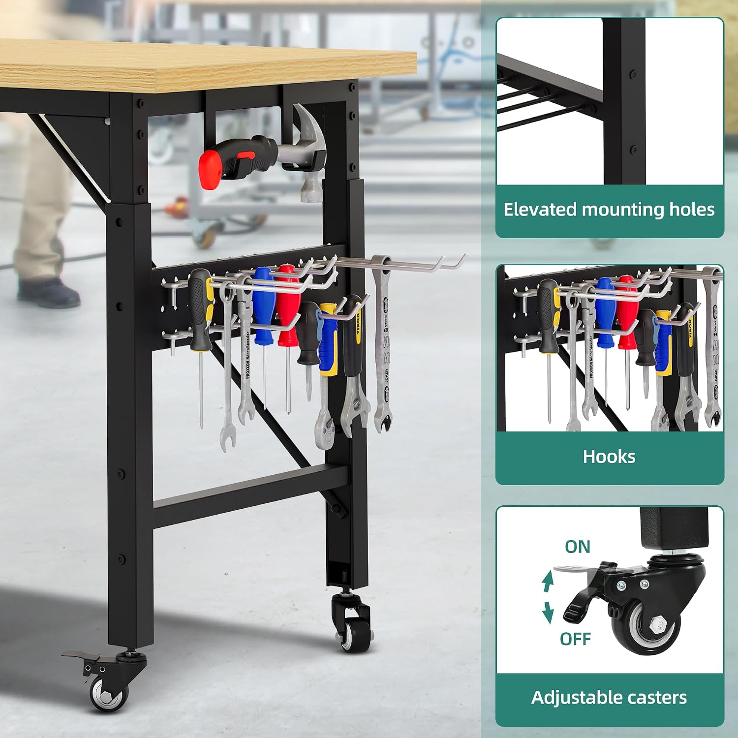 60" Mobile Adjustable Workbench 1600 LBS