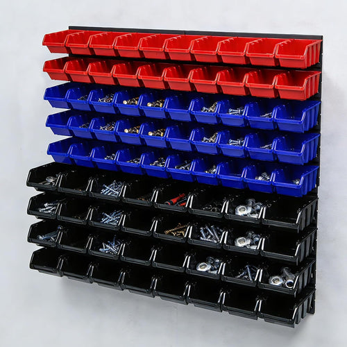 30 Pcs Multi-Color Wall Mount Parts Storage Bin Rack