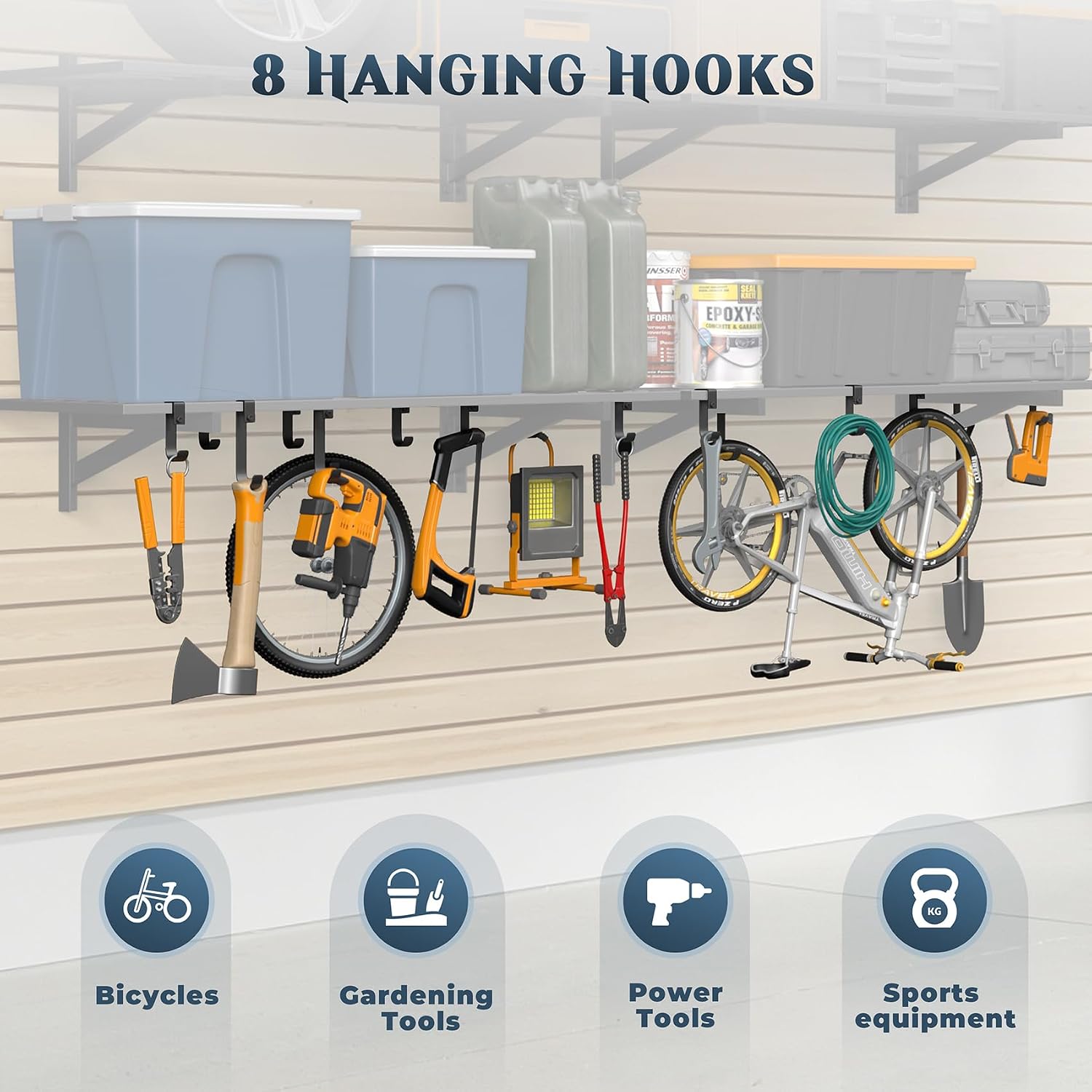 4 Pack 1.5'x4' Wall Mount Garage Shelving 1000 LBS
