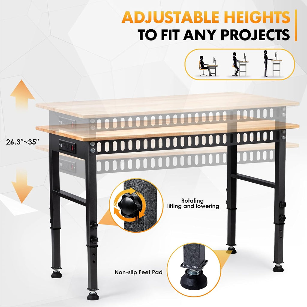 48" Adjustable Hardwood Workbench