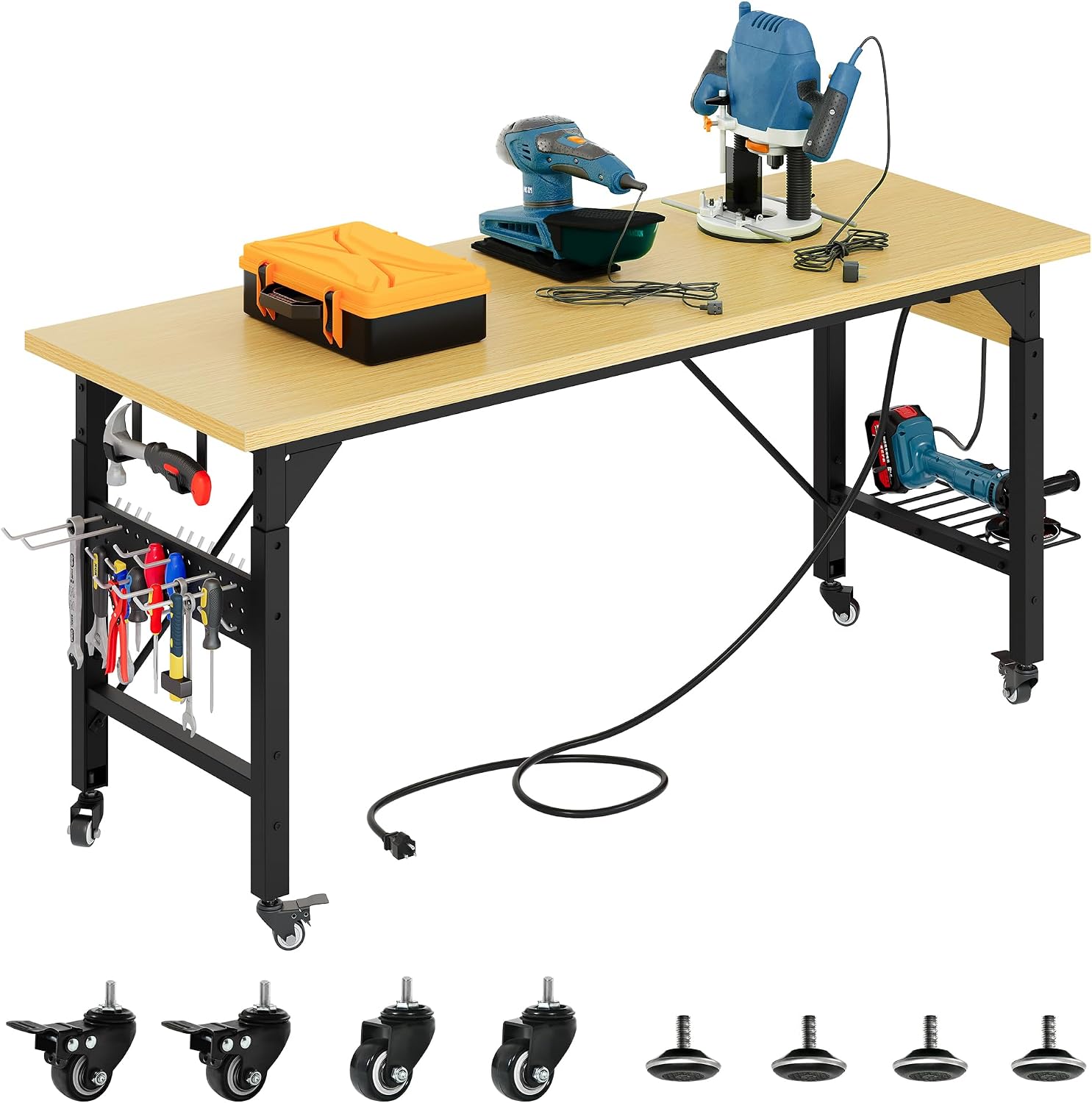 60" Mobile Adjustable Workbench 1600 LBS