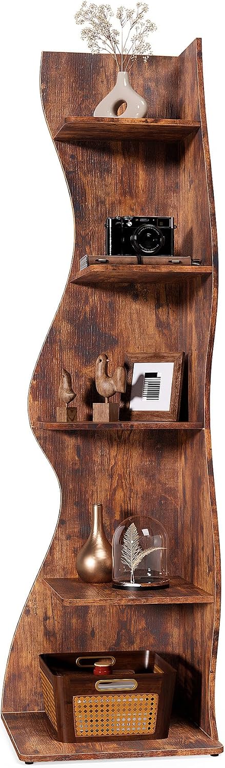 Modern 5-Tier Small Corner Bookshelf