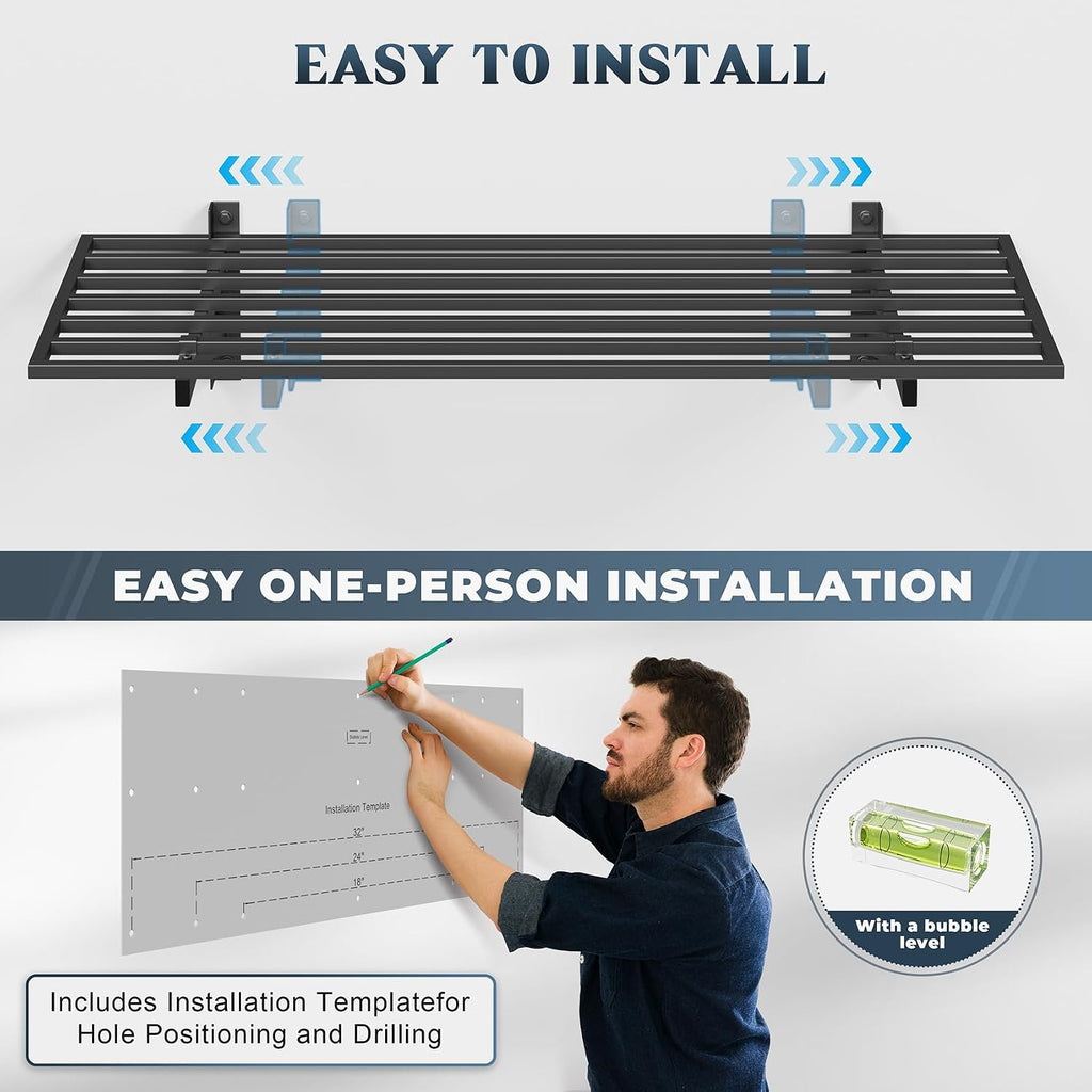 4 Pack 1.5'x4' Wall Mount Garage Shelving 1000 LBS